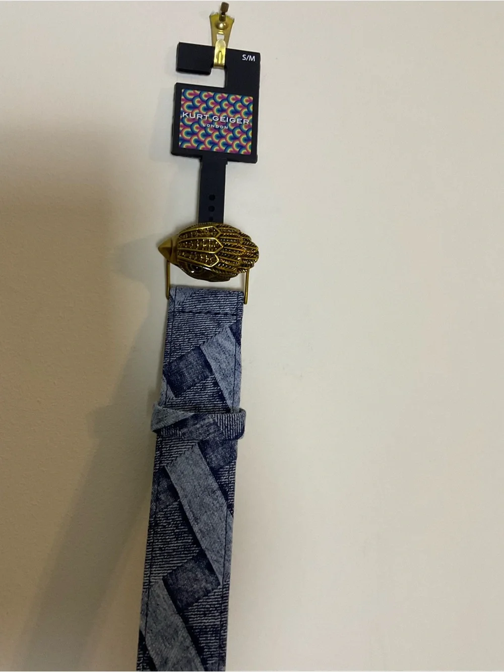 Kurt Geiger Kensington Blue Denim Pattern Belt